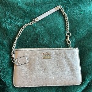 Coach silver wristlet wallet